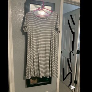 Grey and white striped dress